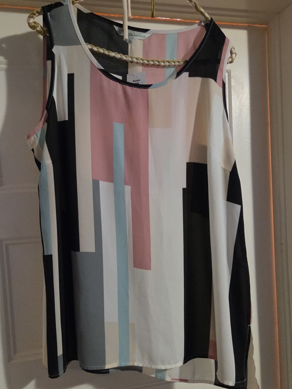 cleo Geo-Block Sleeveless Camisole in Pink, Black, Cream, Light Blue